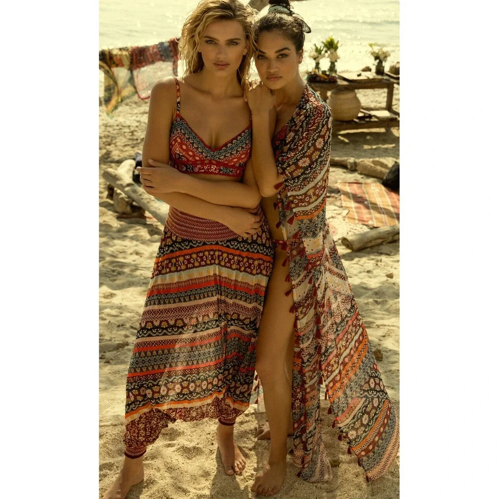 Agua Bendita Sienna Story Sam Maxi Tunic One Size Fits All Cover Up Kimono